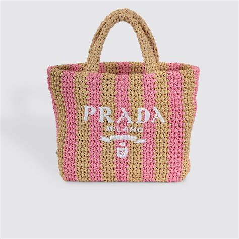 prada tote bag pink|Prada raffia tote bag.